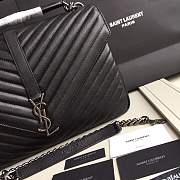 Kitlife SAINT LAURENT Large College Monogram Satchel Black Silver Hardware - 2