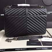 Kitlife SAINT LAURENT Large College Monogram Satchel Black Silver Hardware - 3