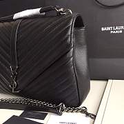 Kitlife SAINT LAURENT Large College Monogram Satchel Black Silver Hardware - 5