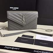 YSL SAINT LAURENT GRAY ENVELOPE CHAIN CLUTCH BAG - 1