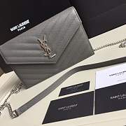 YSL SAINT LAURENT GRAY ENVELOPE CHAIN CLUTCH BAG - 3