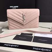 YSL SAINT LAURENT PINK ENVELOPE CHAIN CLUTCH BAG - 1