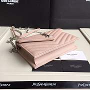 YSL SAINT LAURENT PINK ENVELOPE CHAIN CLUTCH BAG - 2