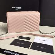 YSL SAINT LAURENT PINK ENVELOPE CHAIN CLUTCH BAG - 3