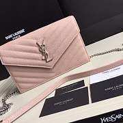 YSL SAINT LAURENT PINK ENVELOPE CHAIN CLUTCH BAG - 6