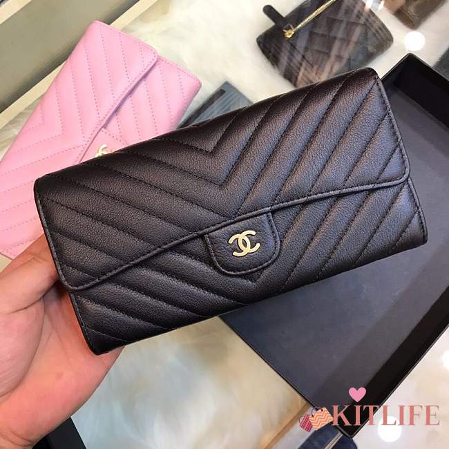 Chanel Wallet Calfskin in Black With Gold Hardware 80758 - 1