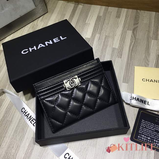 Forubags Chanel Card Holder Black Silver hardware - 1