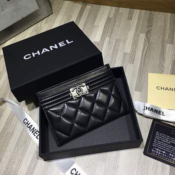 Forubags Chanel Card Holder Black Silver hardware