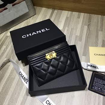 Forubags Chanel Card Holder Black Gold hardware