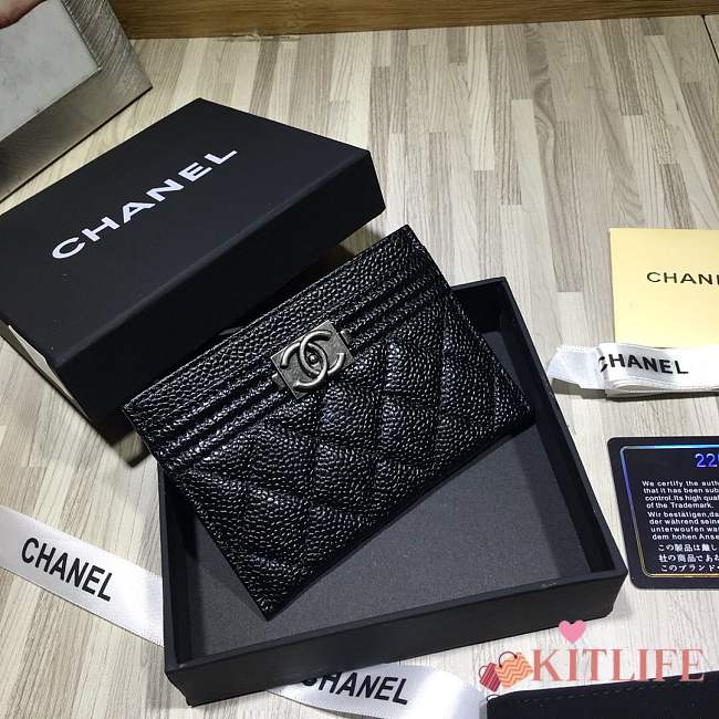Forubags Chanel Card Holder Lambskin Black Sliver hardware - 1