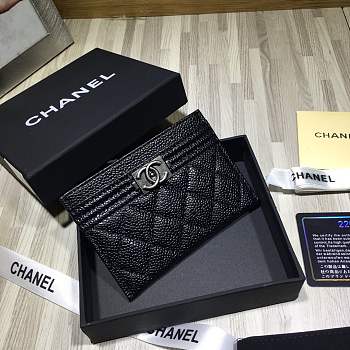 Forubags Chanel Card Holder Lambskin Black Sliver hardware