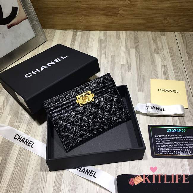 Forubags Chanel Card Holder Lambskin Black Gold hardware - 1