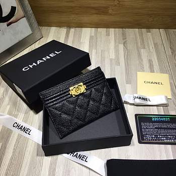 Forubags Chanel Card Holder Lambskin Black Gold hardware