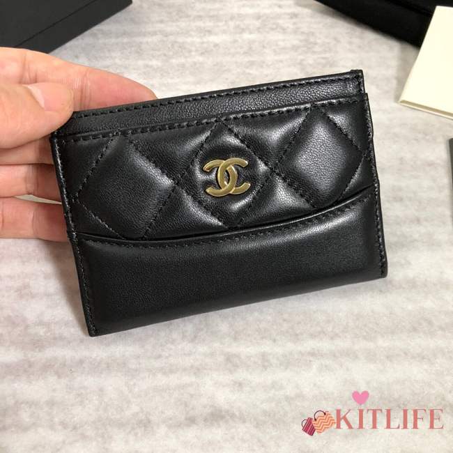 Forubags Chanel Card Holder Black Gold hardware A84386 - 1