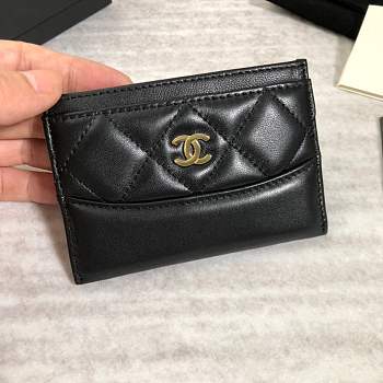 Forubags Chanel Card Holder Black Gold hardware A84386