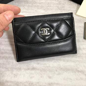 Forubags Chanel Card Holder Black Silver hardware A84386