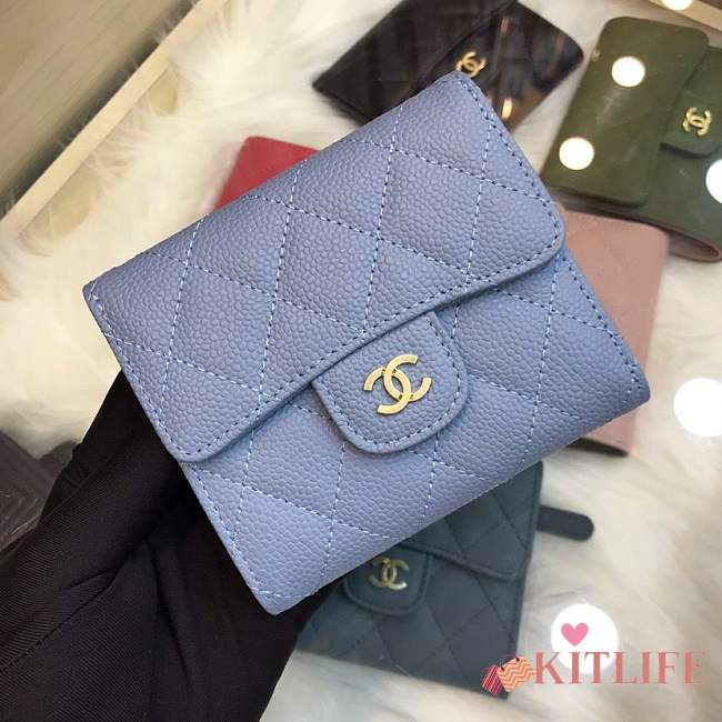 Forubags Chanel Wallet Surface blue lining pink Gold hardware 82288 - 1