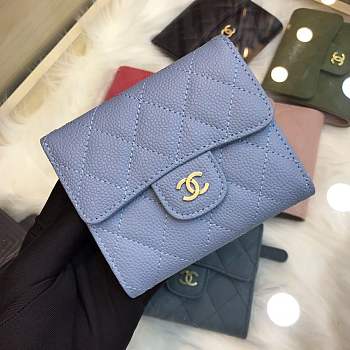 Forubags Chanel Wallet Surface blue lining pink Gold hardware 82288