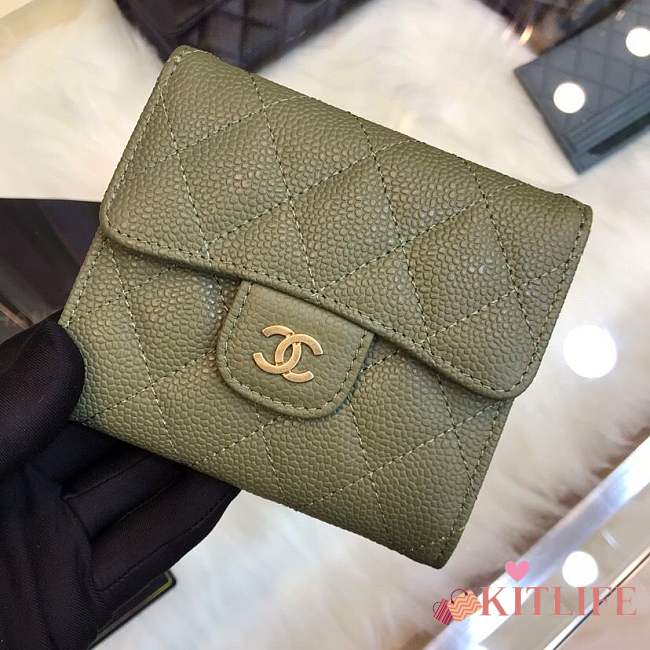 Forubags Chanel Wallet Surface green lining pink Gold hardware 82288 - 1
