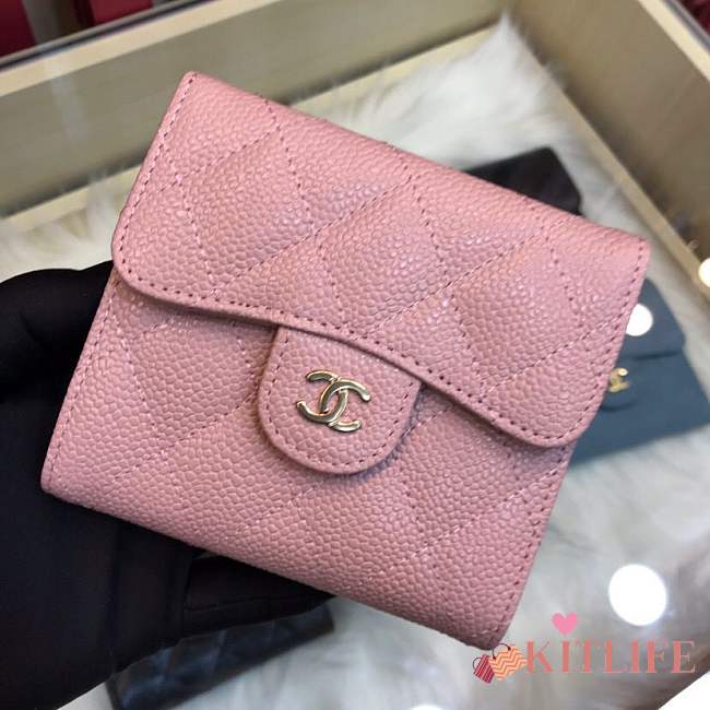 Forubags Chanel Wallet Pink Surface Green Lining Gold hardware 82288 - 1