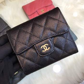 Forubags Chanel Wallet Black Surface Green Lining Gold hardware 82288