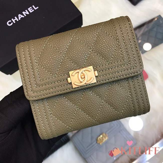 Forubags Chanel Wallet Green surface pink lining 80734 - 1