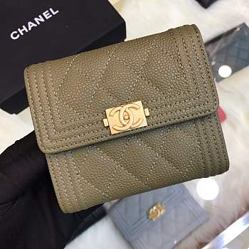 Forubags Chanel Wallet Green surface pink lining 80734