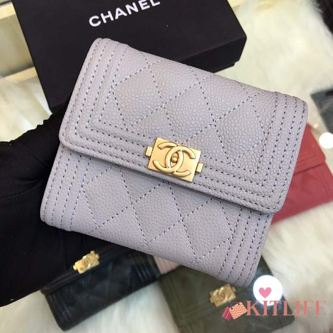 Forubags Chanel Wallet Gray surface green lining 80734 - 1