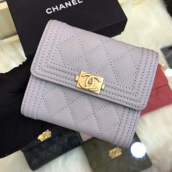 Forubags Chanel Wallet Gray surface green lining 80734