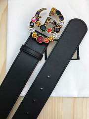 Gucci Leather belt with crystal Double G buckle Style ‎513183 AP0IT 1093 - 6