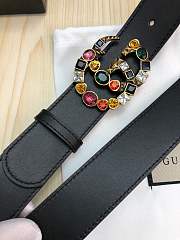 Gucci Leather belt with crystal Double G buckle Style ‎513183 AP0IT 1093 - 5