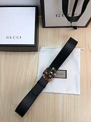 Gucci Leather belt with crystal Double G buckle Style ‎513183 AP0IT 1093 - 4