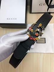 Gucci Leather belt with crystal Double G buckle Style ‎513183 AP0IT 1093 - 3