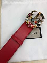 Gucci Leather belt with crystal Double G buckle Red - 3