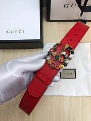 Gucci Leather belt with crystal Double G buckle Red - 5