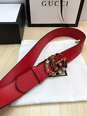 Gucci Leather belt with crystal Double G buckle Red - 6