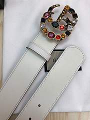 Gucci Leather belt with crystal Double G buckle White - 6