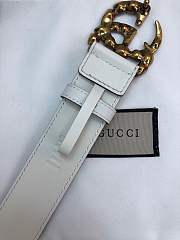 Gucci Leather belt with crystal Double G buckle White - 5