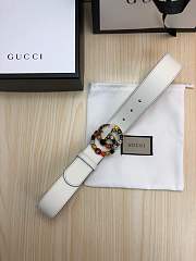 Gucci Leather belt with crystal Double G buckle White - 4