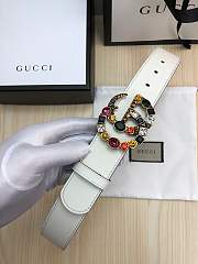 Gucci Leather belt with crystal Double G buckle White - 3