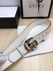 Gucci Leather belt with crystal Double G buckle White - 2