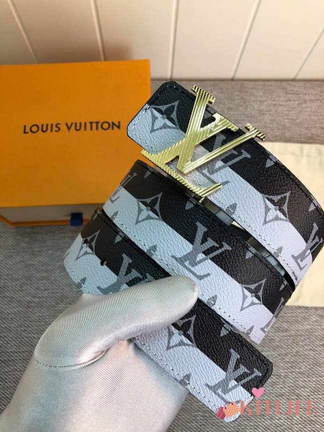 Forubags Louis Vuitton belt white&black gold buckle - 1