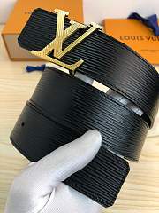 Forubags Louis Vuitton belt water ripple in black gold buckle - 1