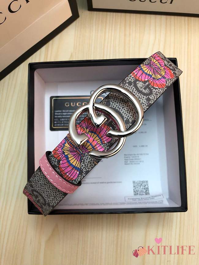 gucci belt butterfly silver buckle - 1