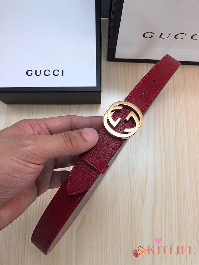 gucci belt red colour gold double G - 1