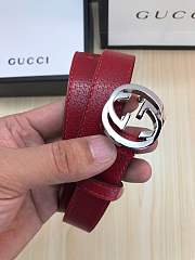 gucci belt red colour silver double G - 4