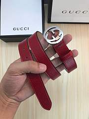 gucci belt red colour silver double G - 2