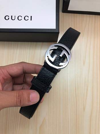 gucci belt black colour silver double G