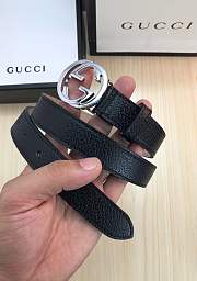 gucci belt black colour silver double G - 6