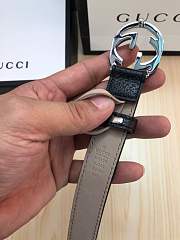 gucci belt black colour silver double G - 3